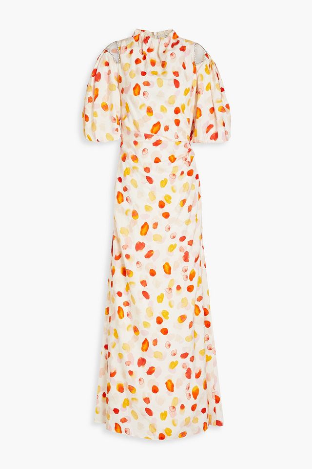 Archie cutout printed silk-blend crepe maxi dress
