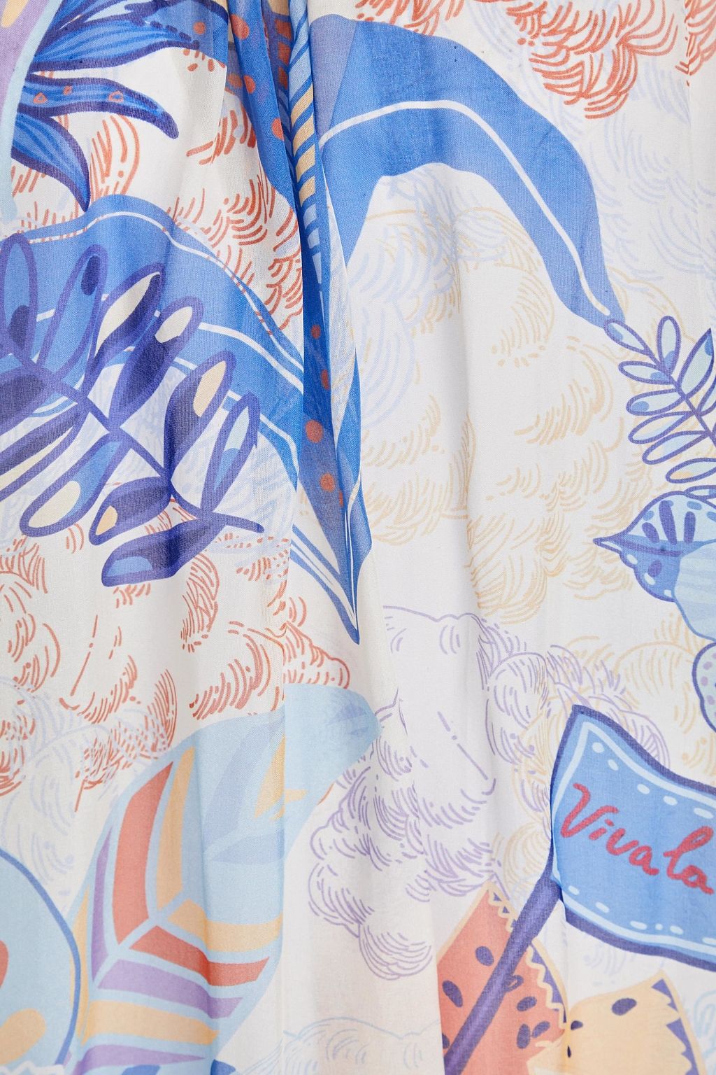 LEO LIN Off-the-shoulder gathered printed silk-chiffon top