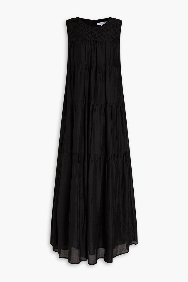 Elena smocked slub TENCEL™-blend maxi dress