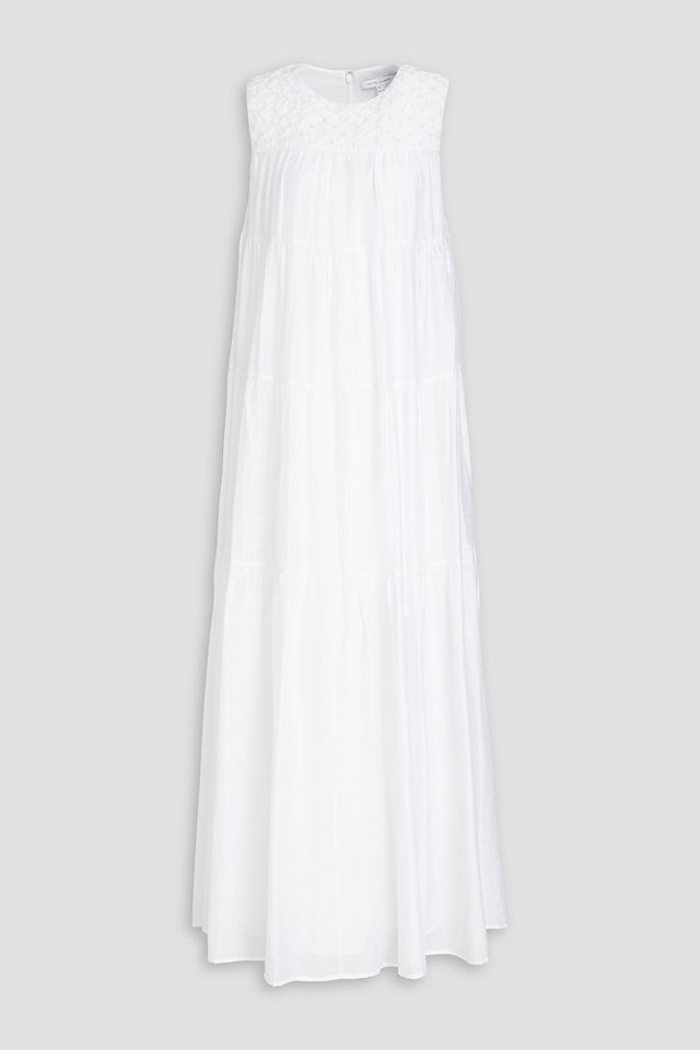Elena smocked slub TENCEL™-blend maxi dress