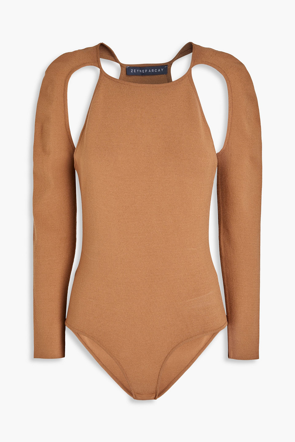 Zeynep Arcay Cutout Stretch-knit Bodysuit In Light Brown