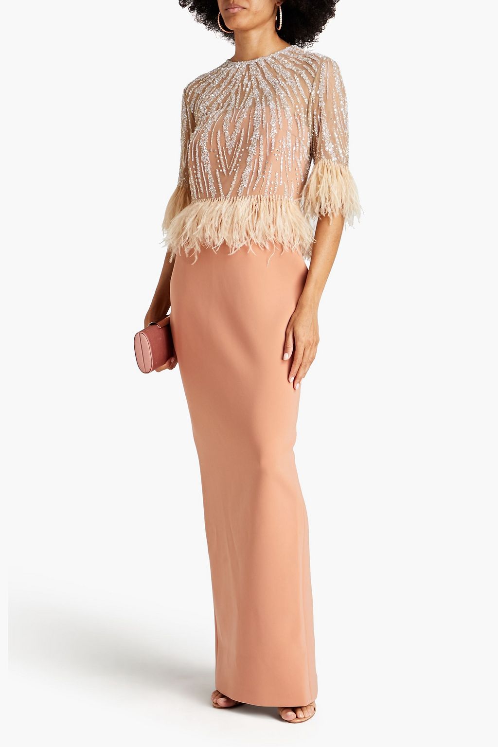 RACHEL GILBERT Cole layered embellished tulle and crepe gown