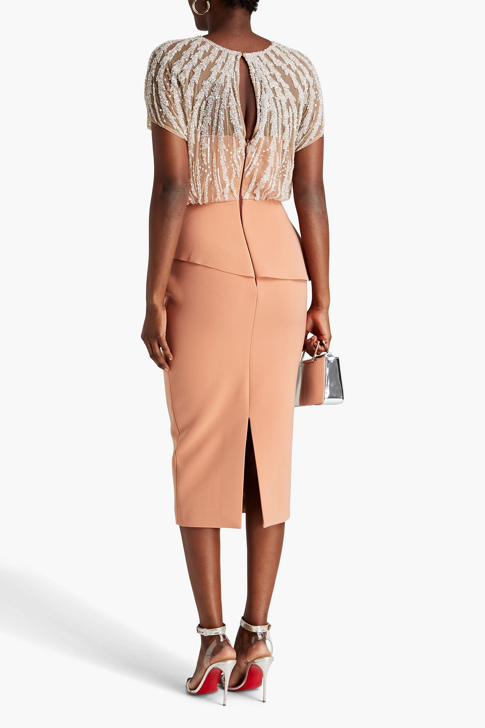 RACHEL GILBERT COLE EMBELLISHED TULLE MIDI DRESS