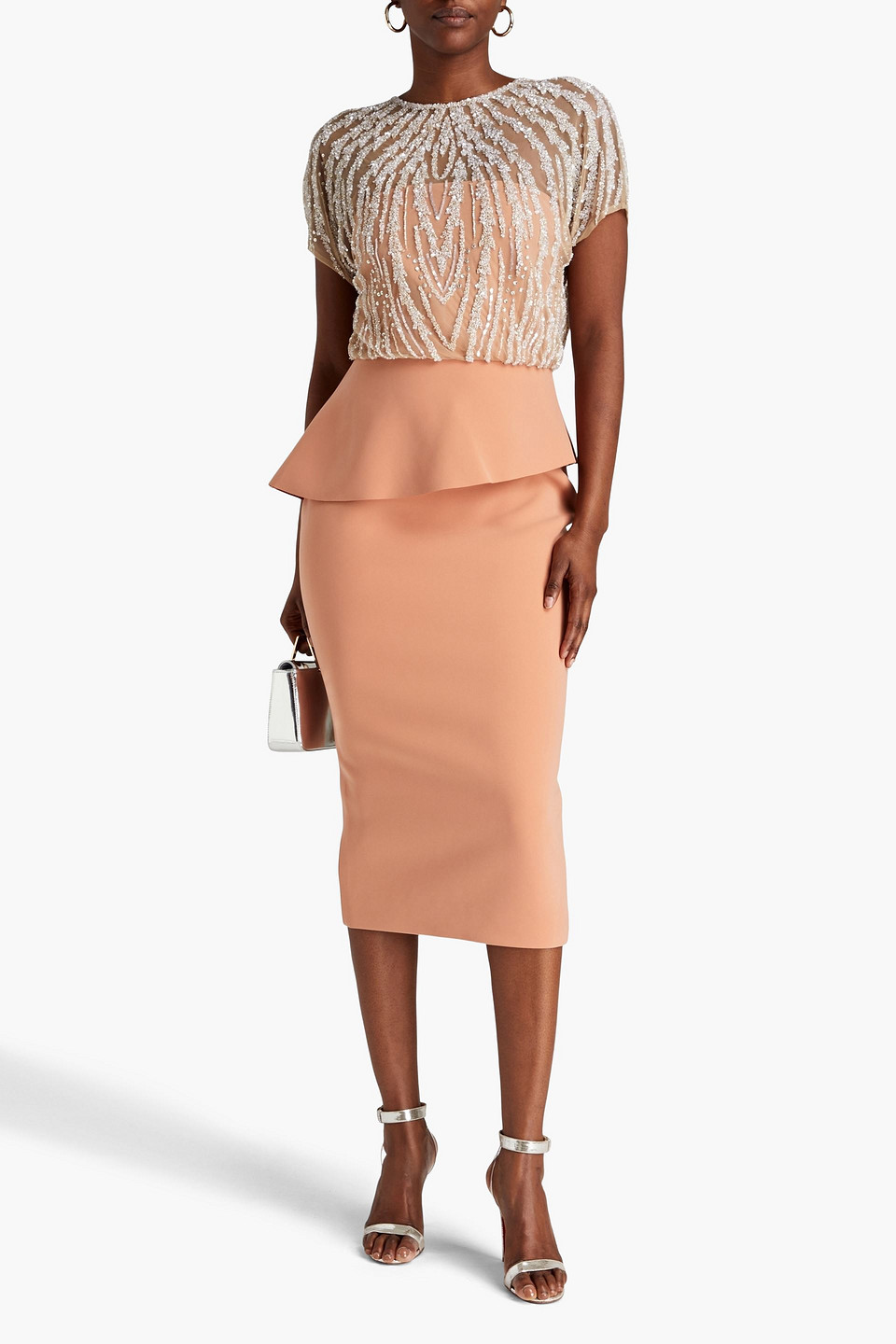 RACHEL GILBERT COLE EMBELLISHED TULLE MIDI DRESS