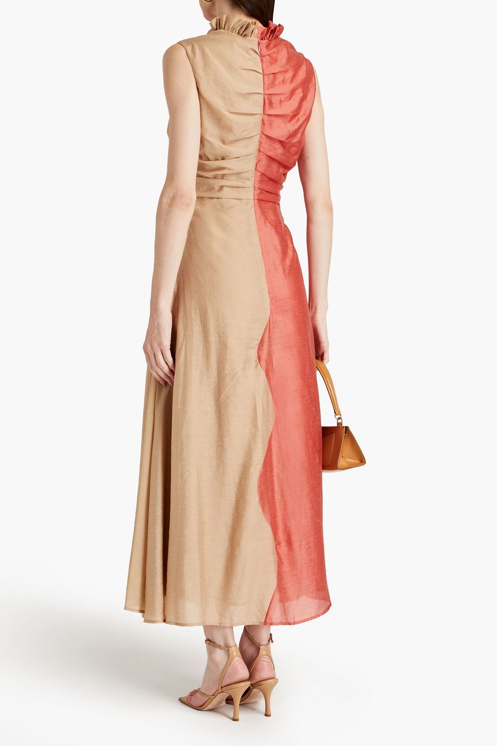 RACHEL GILBERT Coda two-tone ruched TENCEL™-blend maxi dress