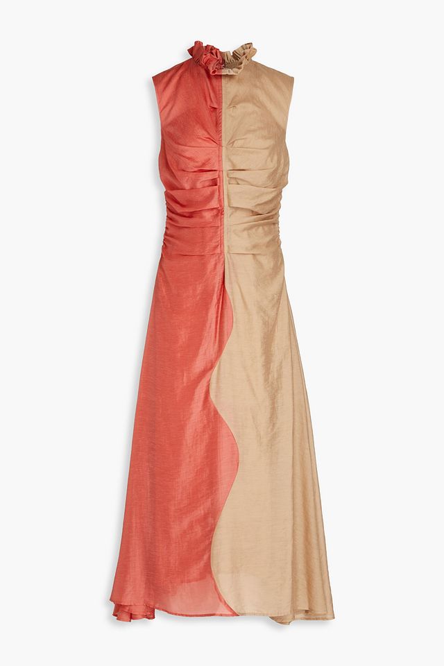 Coda two-tone ruched TENCEL™-blend maxi dress