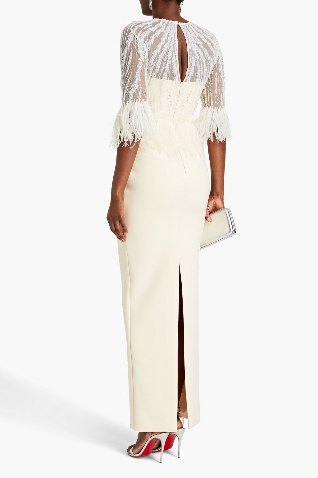 RACHEL GILBERT Cole layered embellished tulle and crepe gown