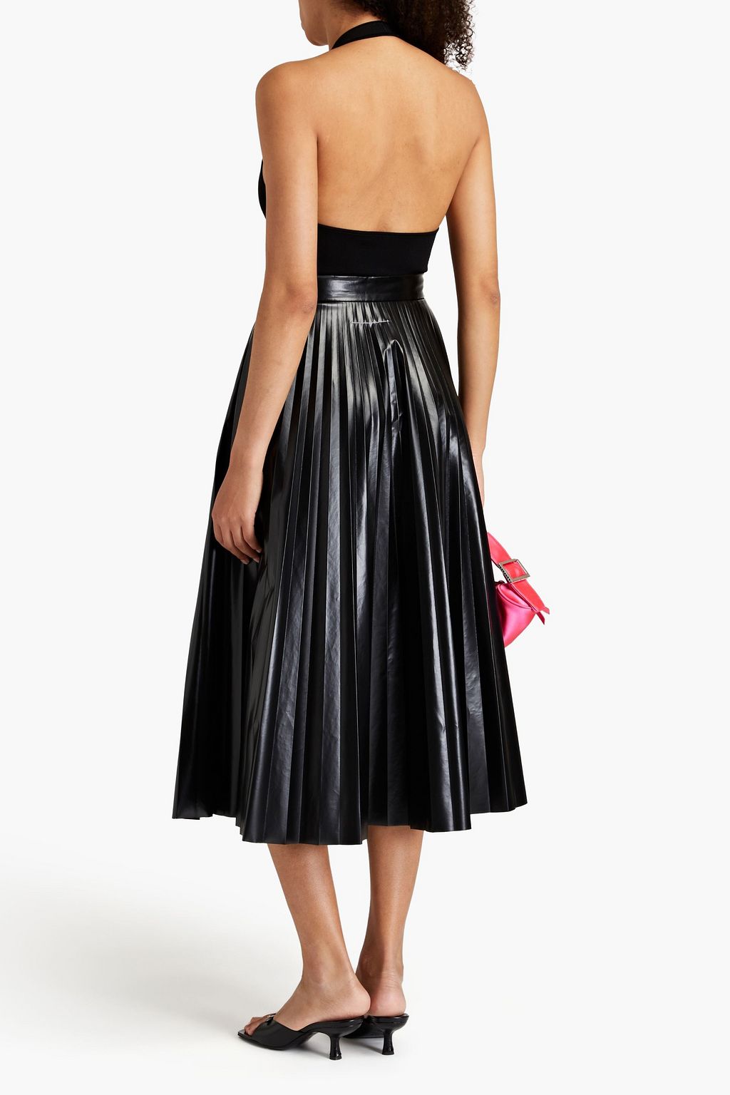 ALICE + OLIVIA Saria ruched stretch-knit halterneck top