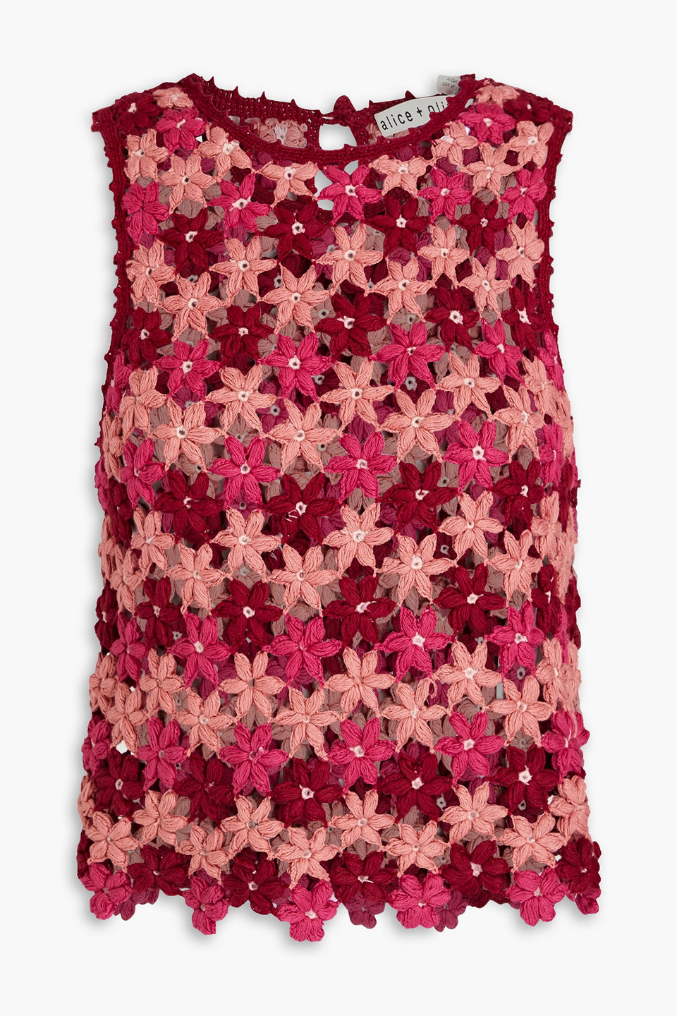 Alice And Olivia Reva Flower Crochet Tank Top In Antique Rose