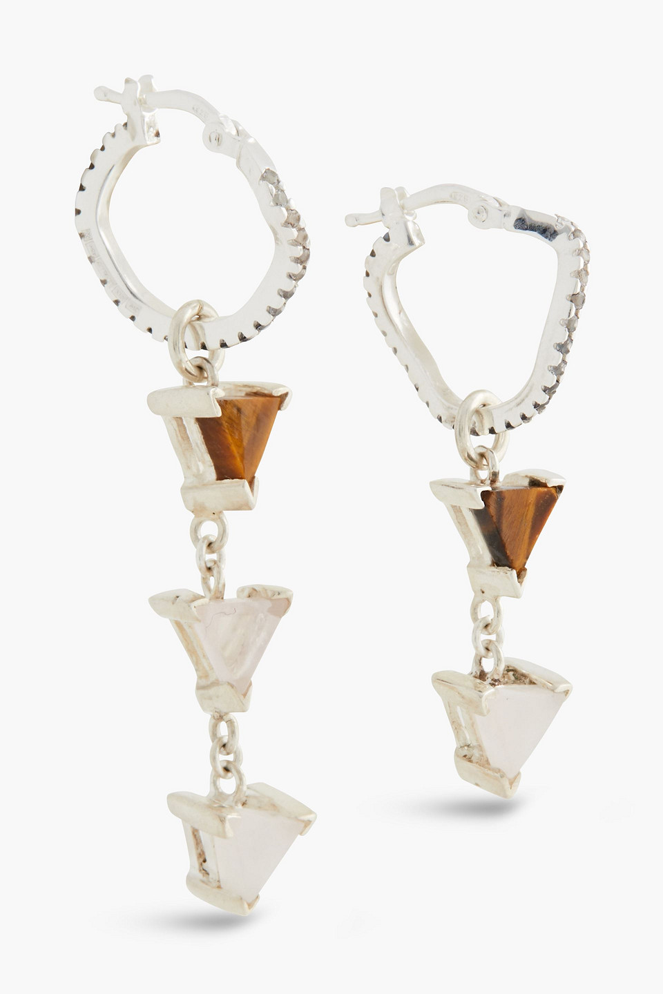 Cornelia Webb Sterling silver, quartz, tiger's eye and crystal earrings