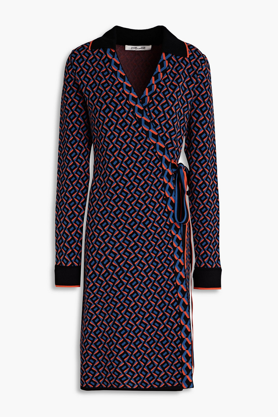 Diane Von Furstenberg Charissa Jacquard-knit Wrap Dress In Indigo