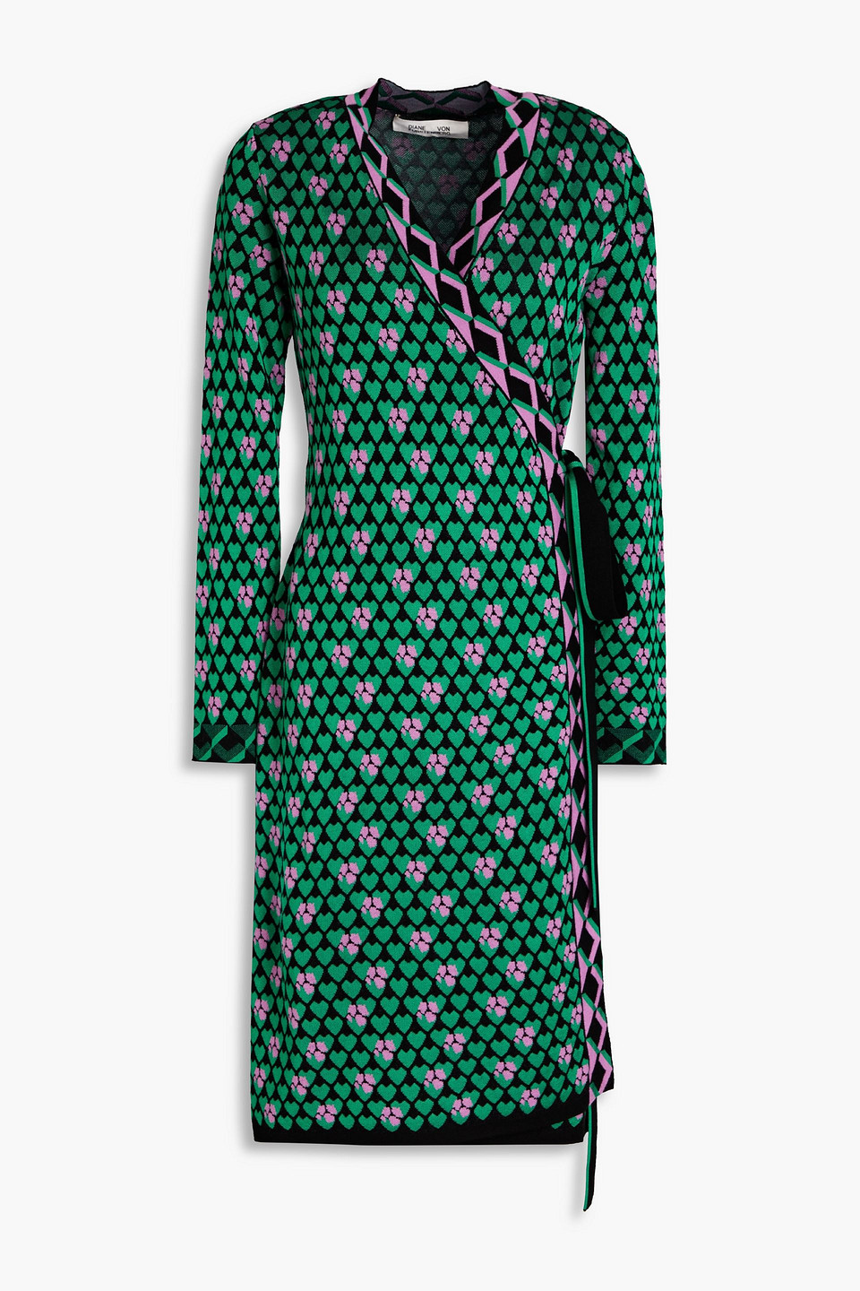 Shop Diane Von Furstenberg Alexandrina Jacquard-knit Wrap Dress In Green