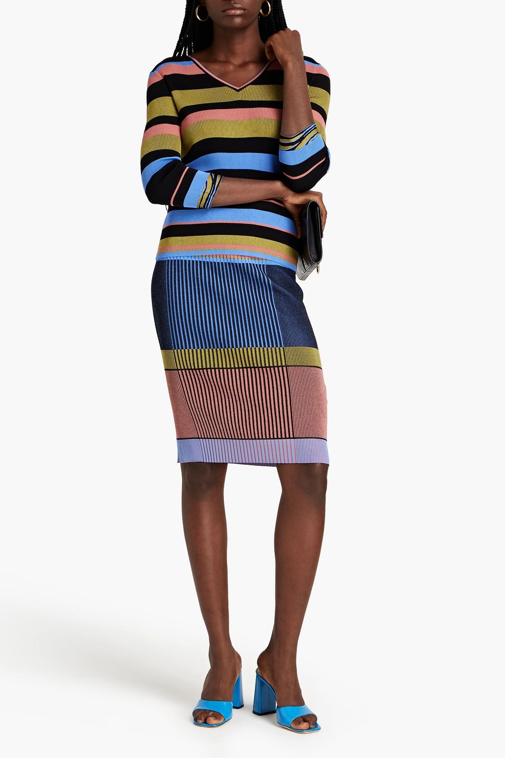 DIANE VON FURSTENBERG Petras striped metallic ribbed-knit top