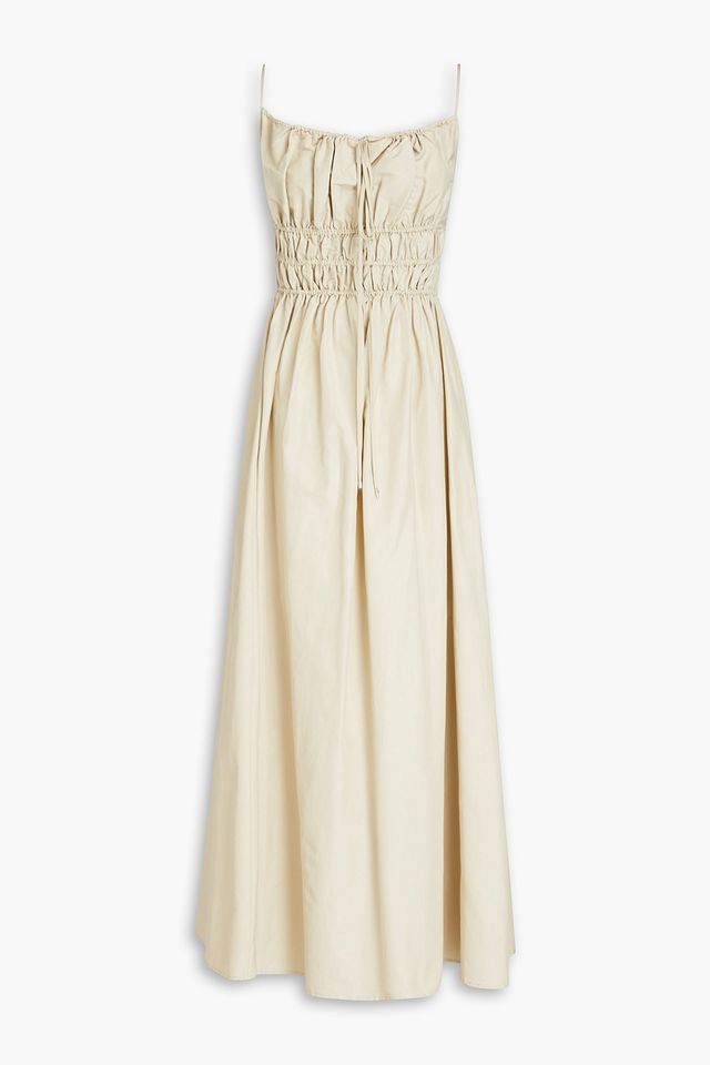 Bono ruched cotton and silk-blend faille maxi dress