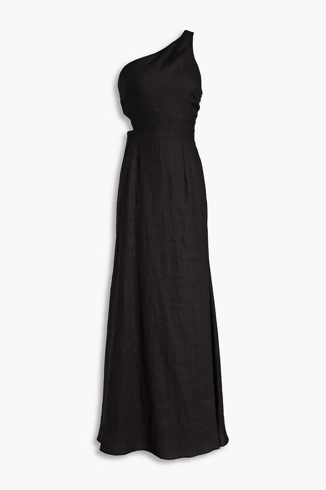 Byron one-shoulder printed linen maxi dress