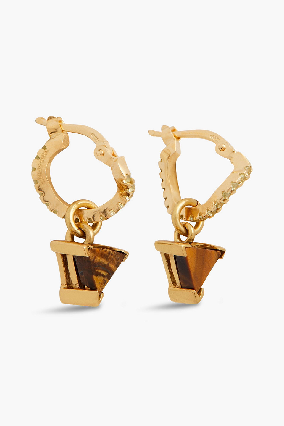 Cornelia Webb 24-karat gold-plated, crystal and tiger's eye earrings