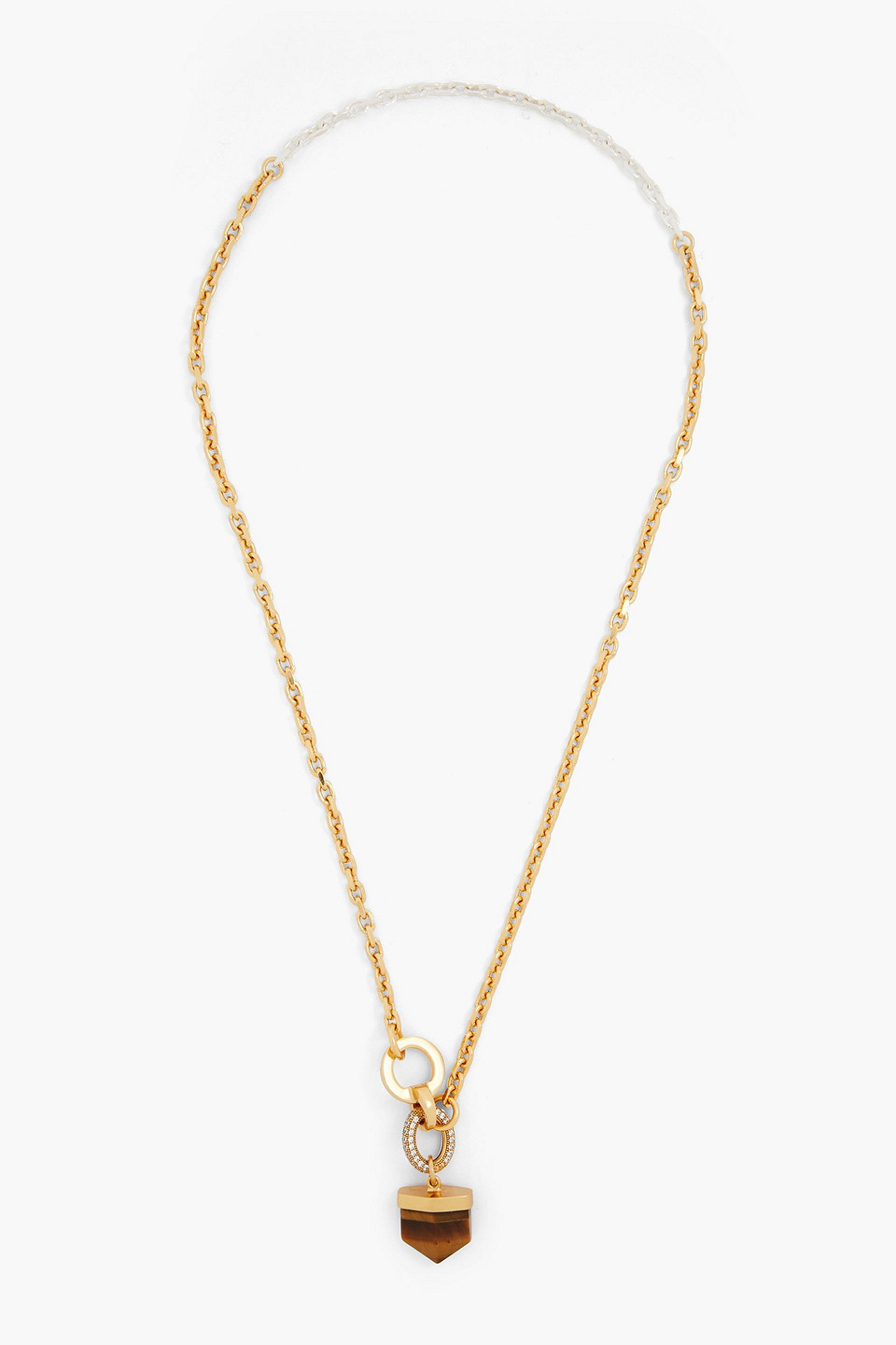 Cornelia Webb 24-karat gold-plated, crystal and tiger's eye necklace