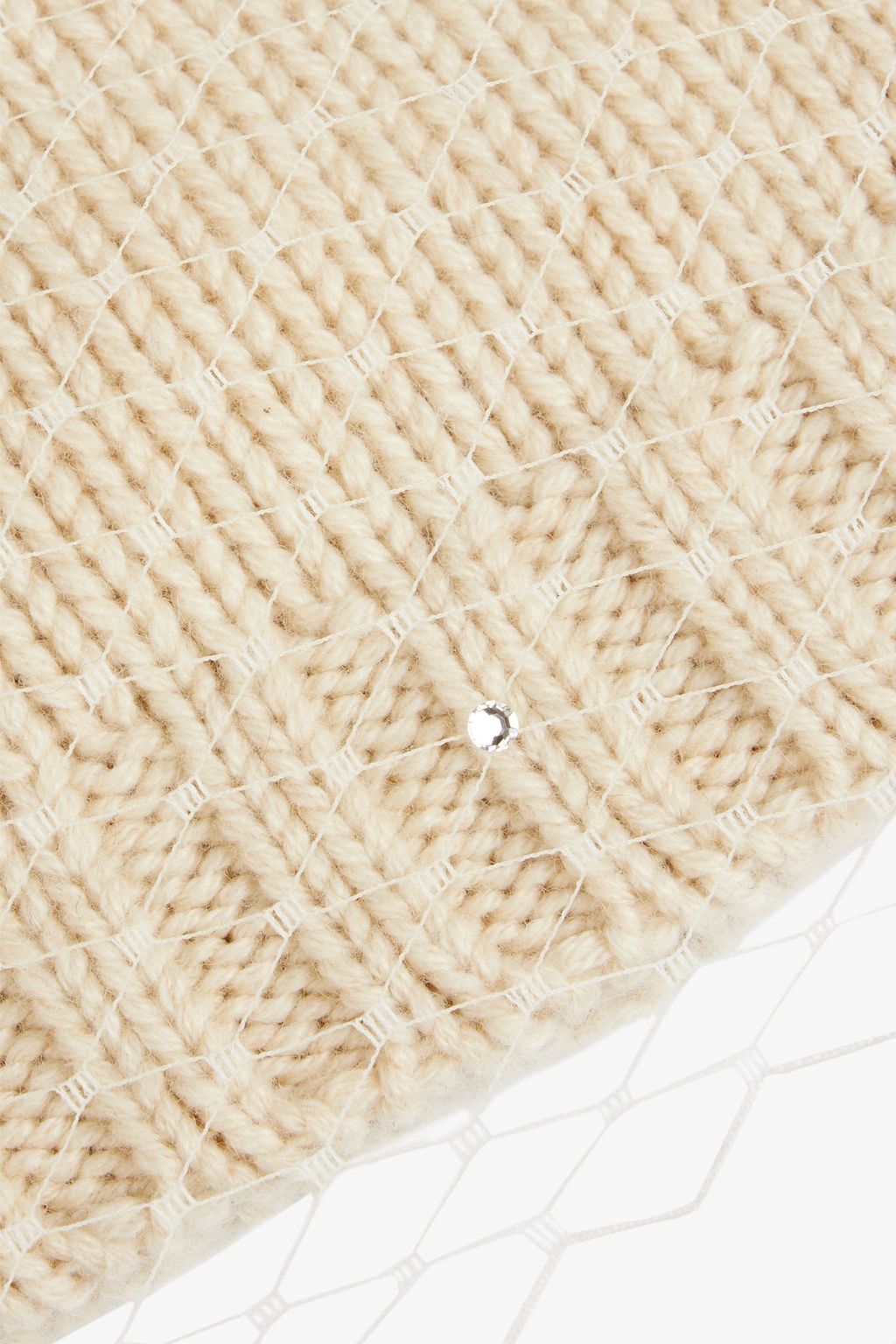 EUGENIA KIM Lucinda crystal-embellished mesh-trimmed wool and cashmere-blend beanie