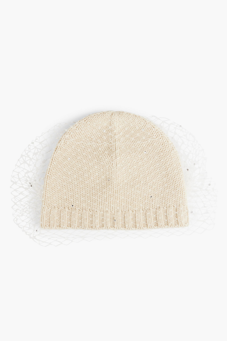 Eugenia Kim Lucinda crystal-embellished mesh-trimmed wool and cashmere-blend beanie