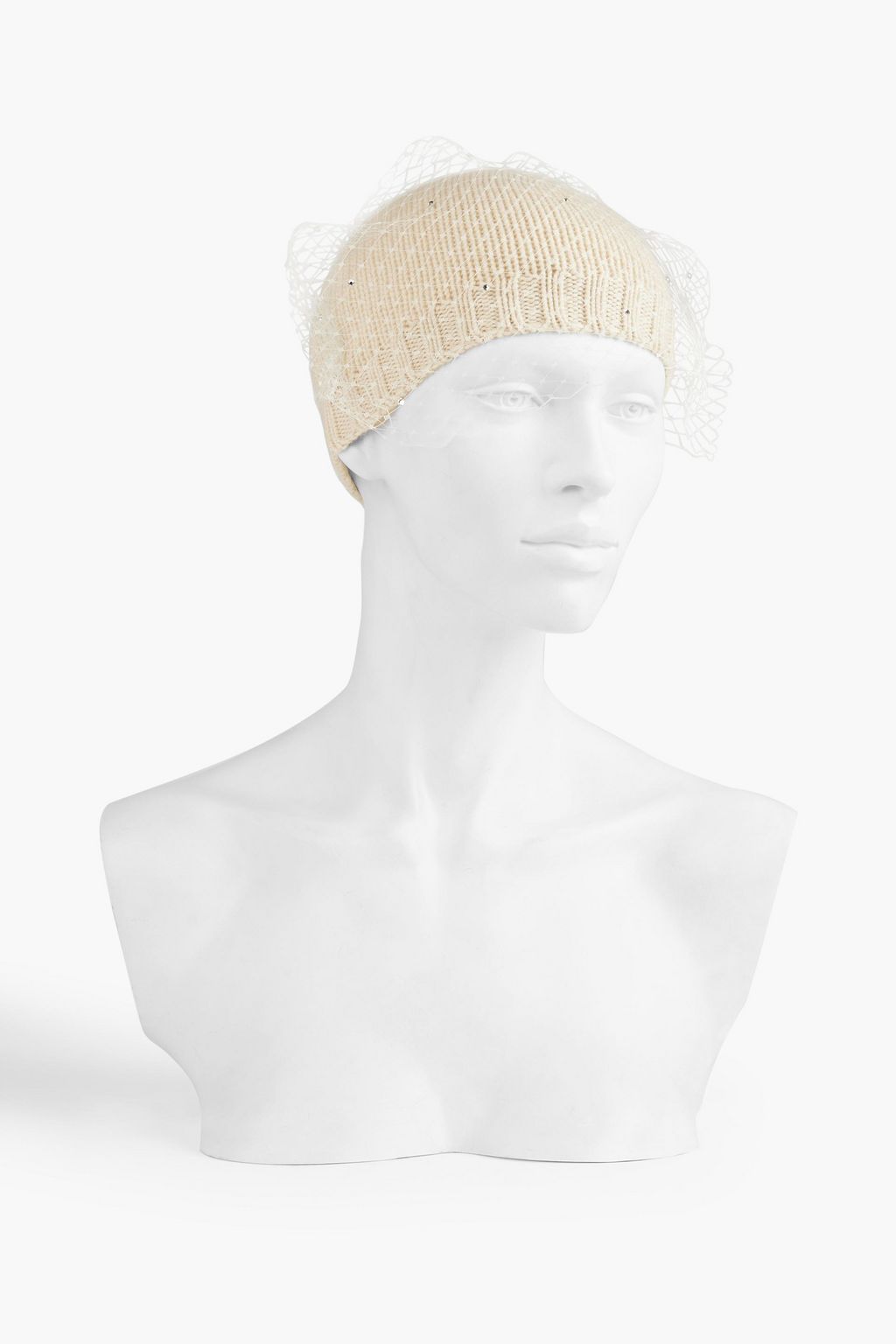 EUGENIA KIM Lucinda crystal-embellished mesh-trimmed wool and cashmere-blend beanie