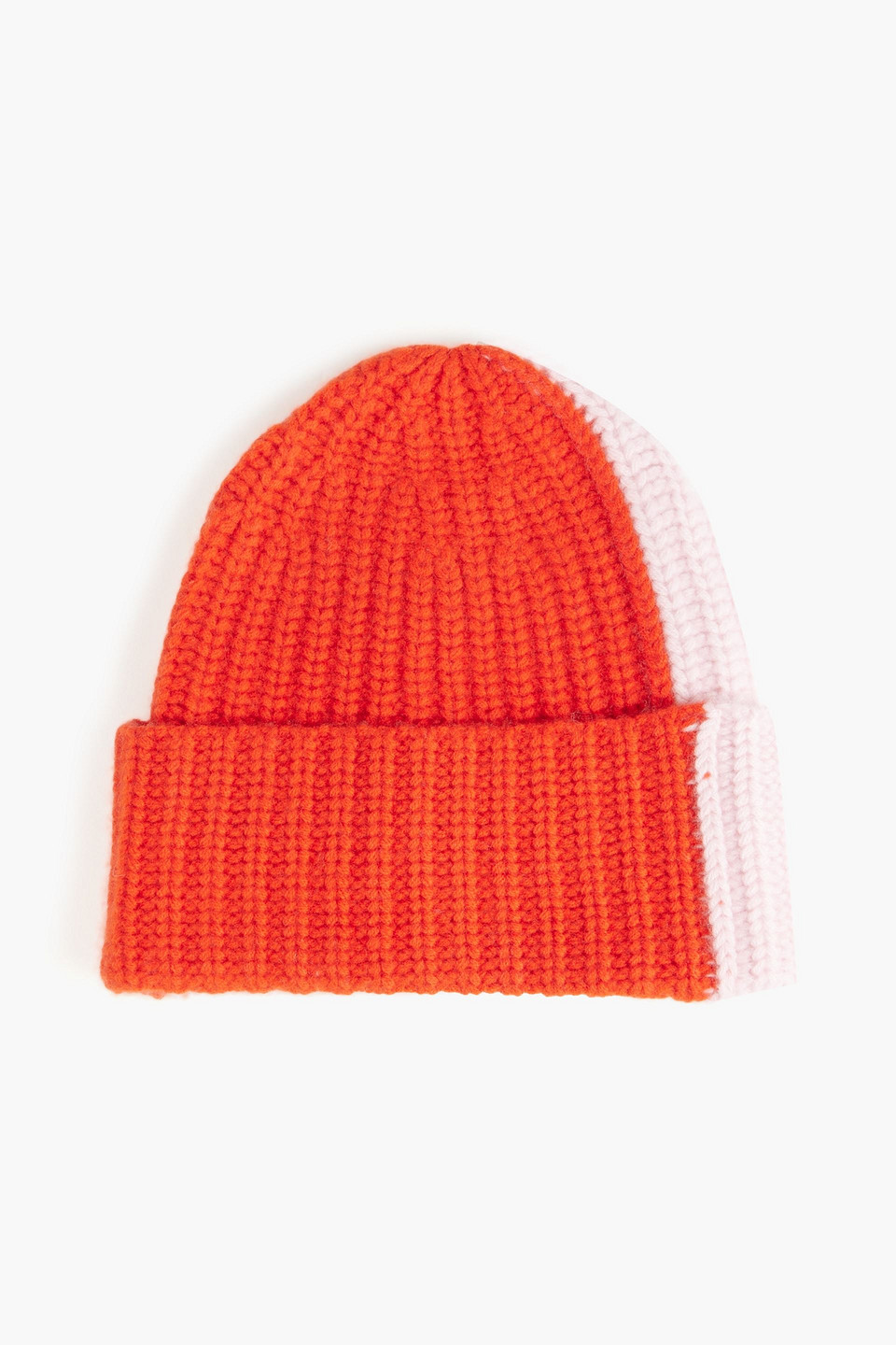 La Ligne Kinsale Two-tone Ribbed Cashmere Beanie In Tomato Red