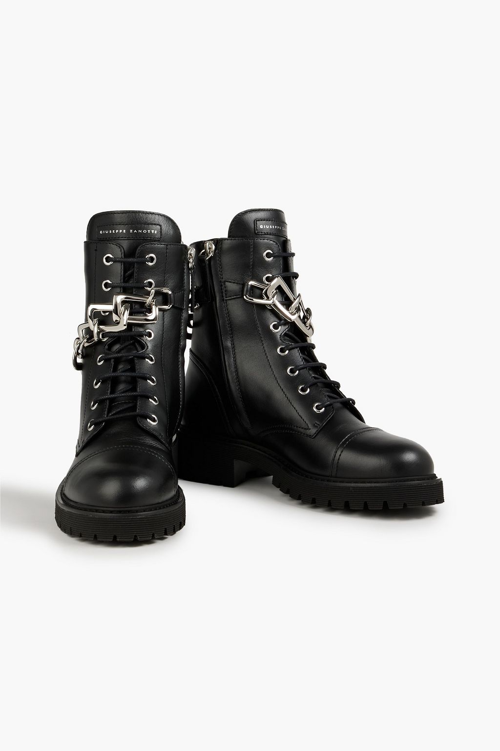 GIUSEPPE ZANOTTI Detroit chain-embellished leather combat boots
