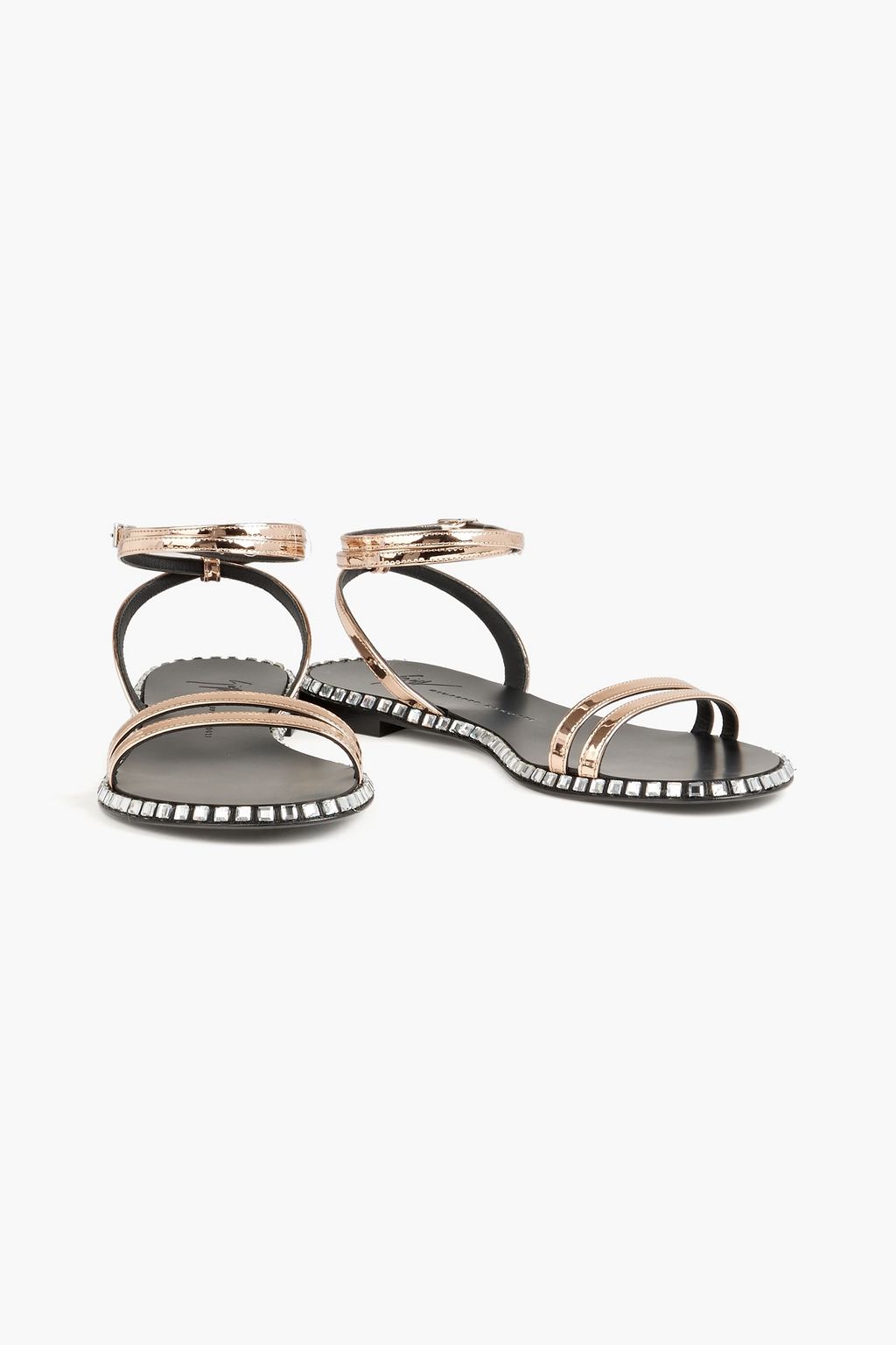 GIUSEPPE ZANOTTI Bellatriks crystal-embellished mirrored-leather sandals