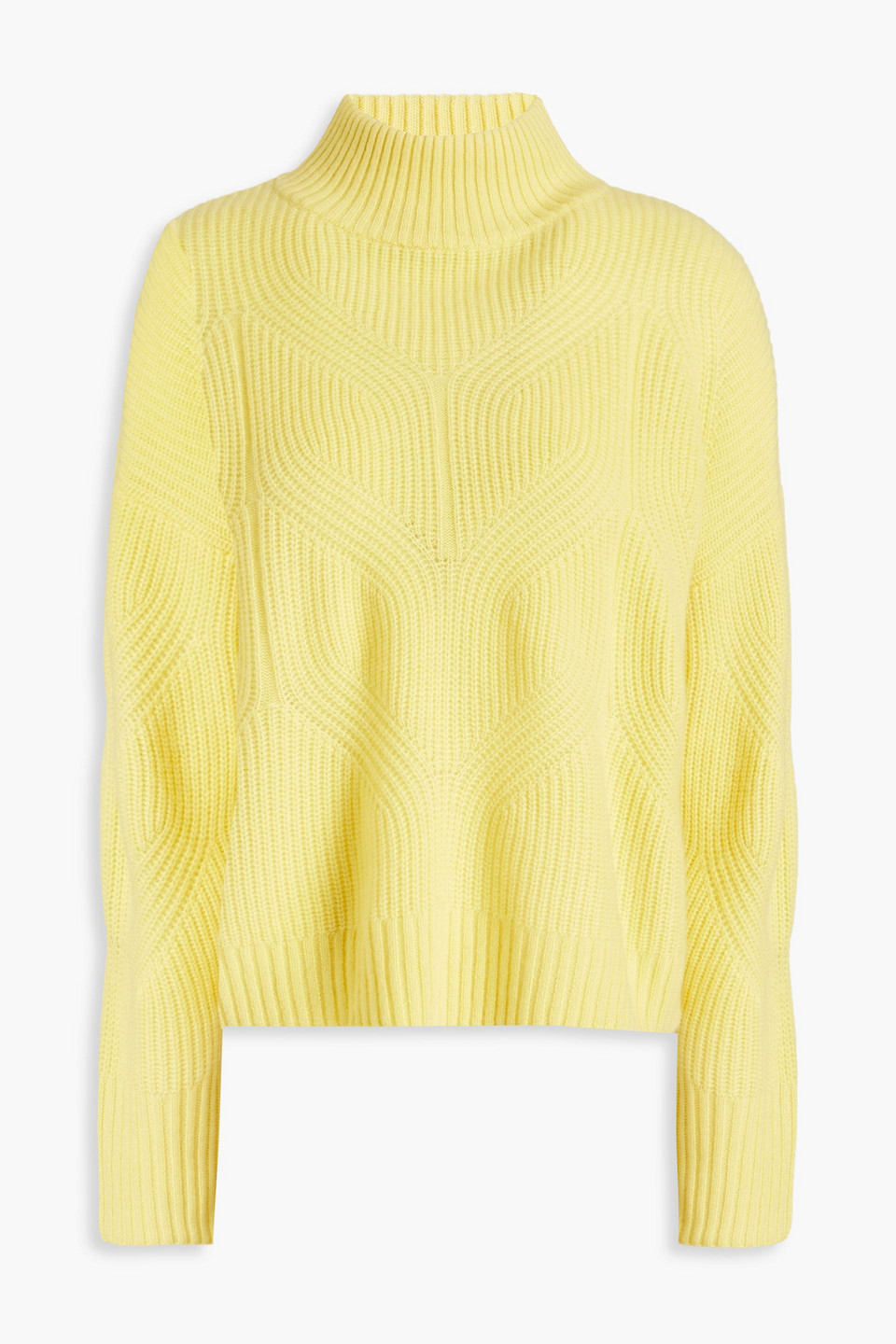 N•peal Ribbed Cashmere Turtleneck Sweater In Pastel Yellow