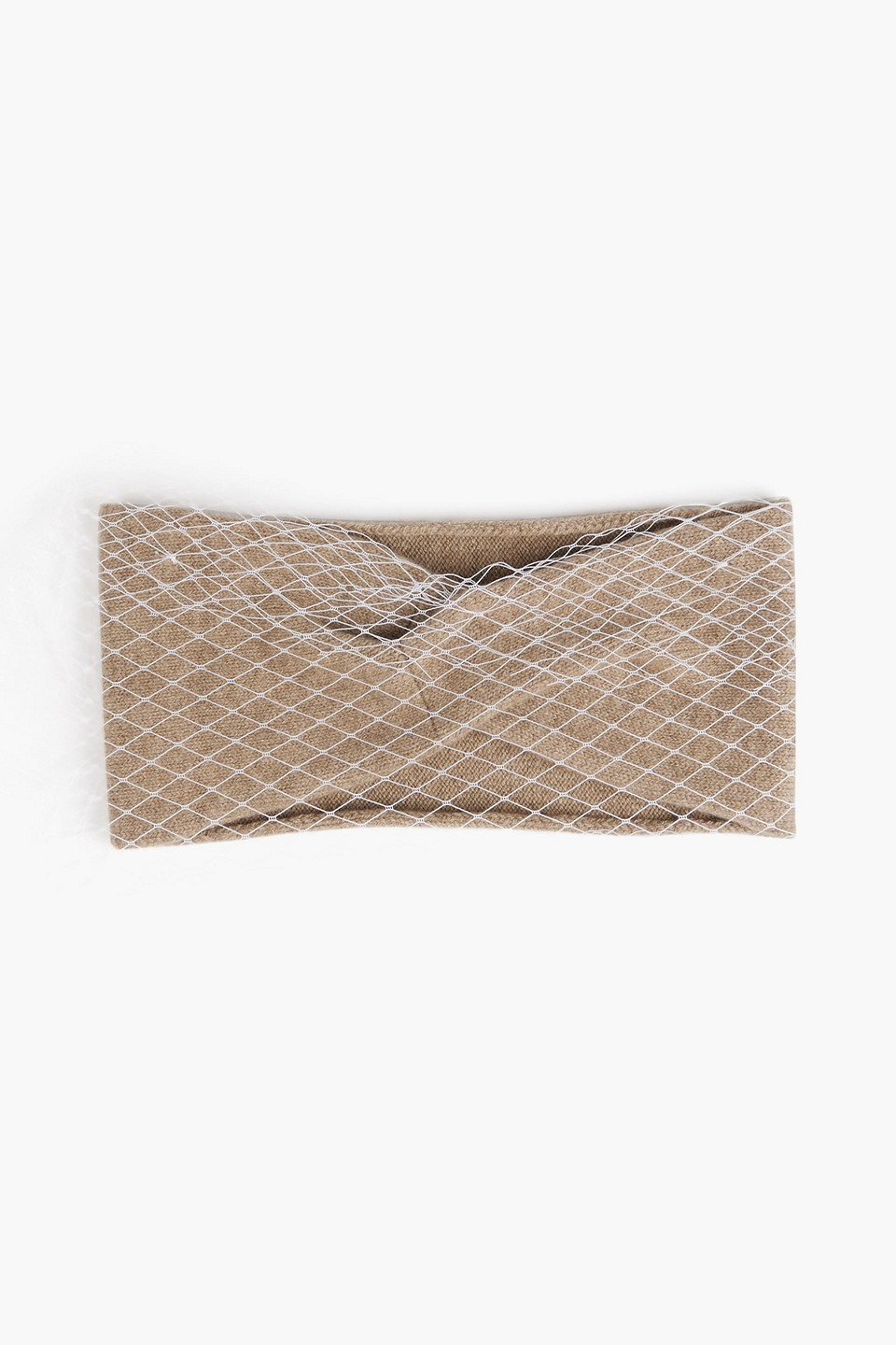 EUGENIA KIM LULA MESH-TRIMMED WOOL AND CASHMERE-BLEND HEADBAND,3074457345633704624