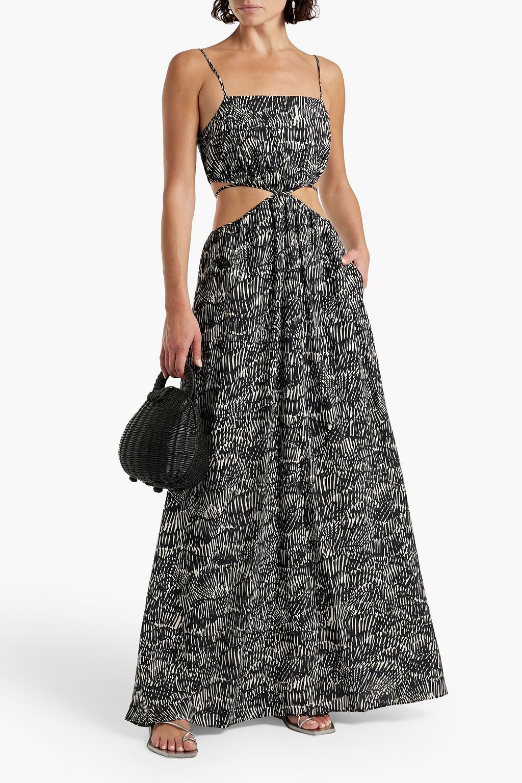 SIMKHAI Amora cutout printed crepe maxi dress