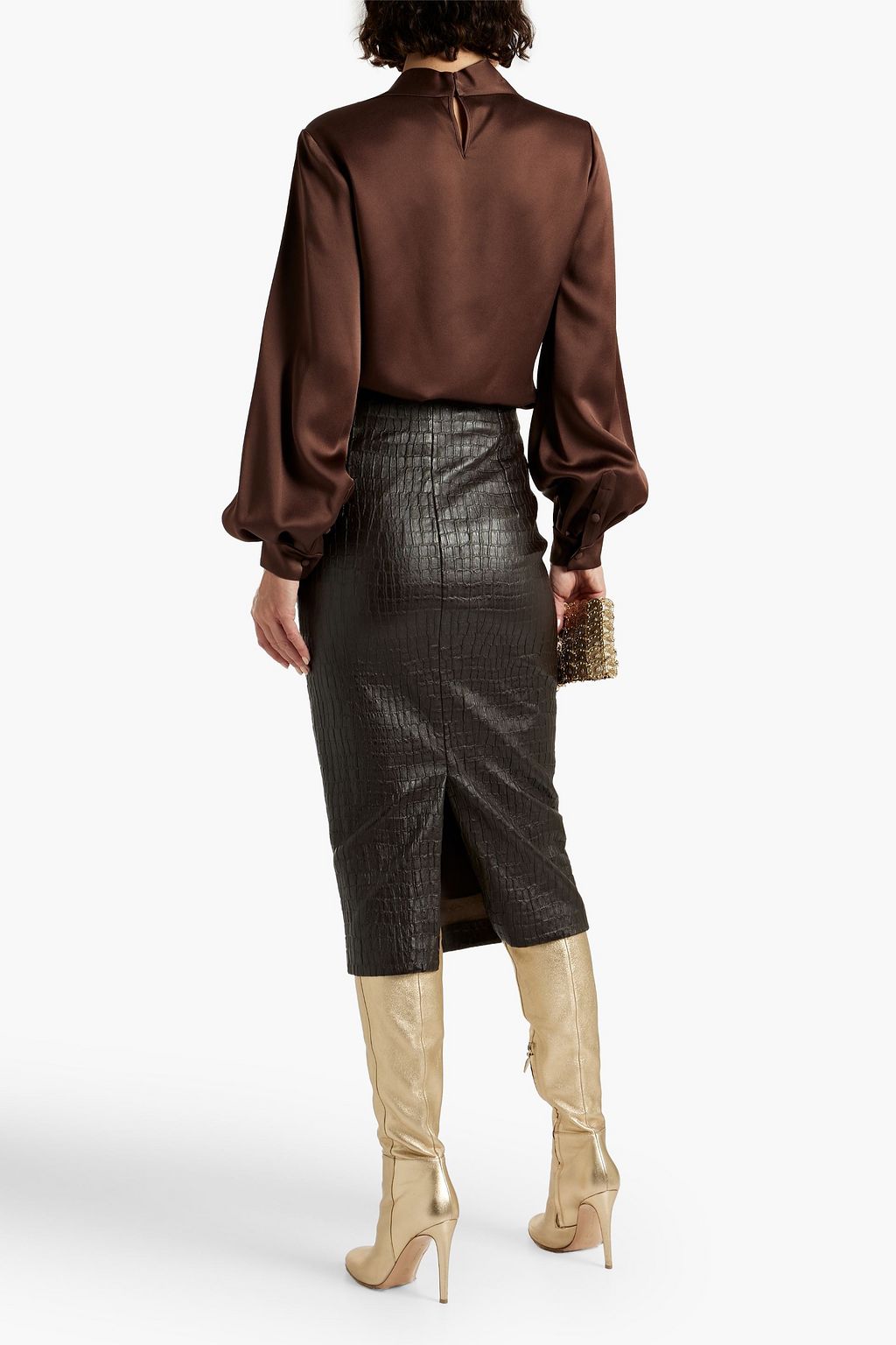 OSCAR DE LA RENTA Draped satin-crepe blouse