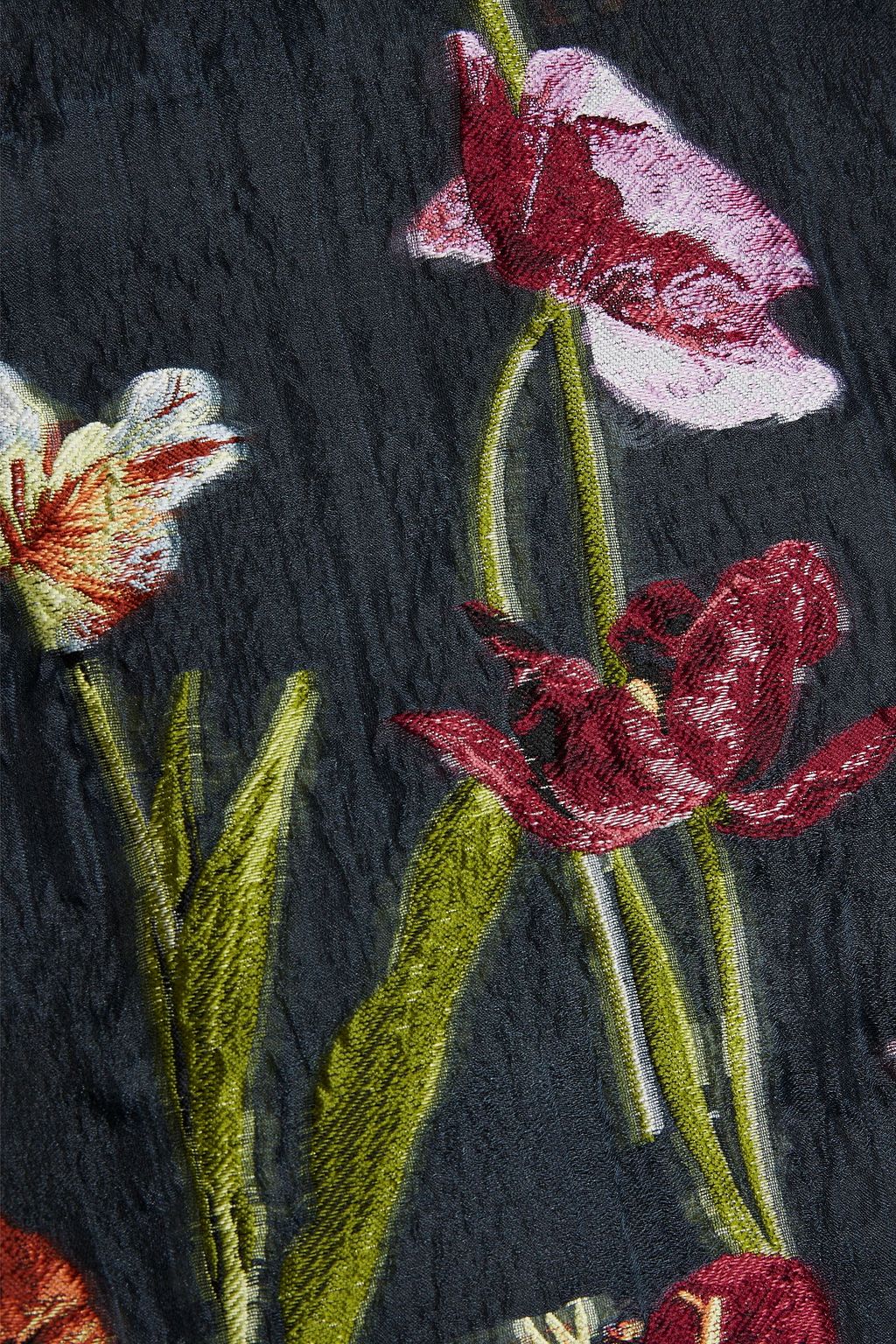 OSCAR DE LA RENTA Floral-design fil coupé crepon midi dress