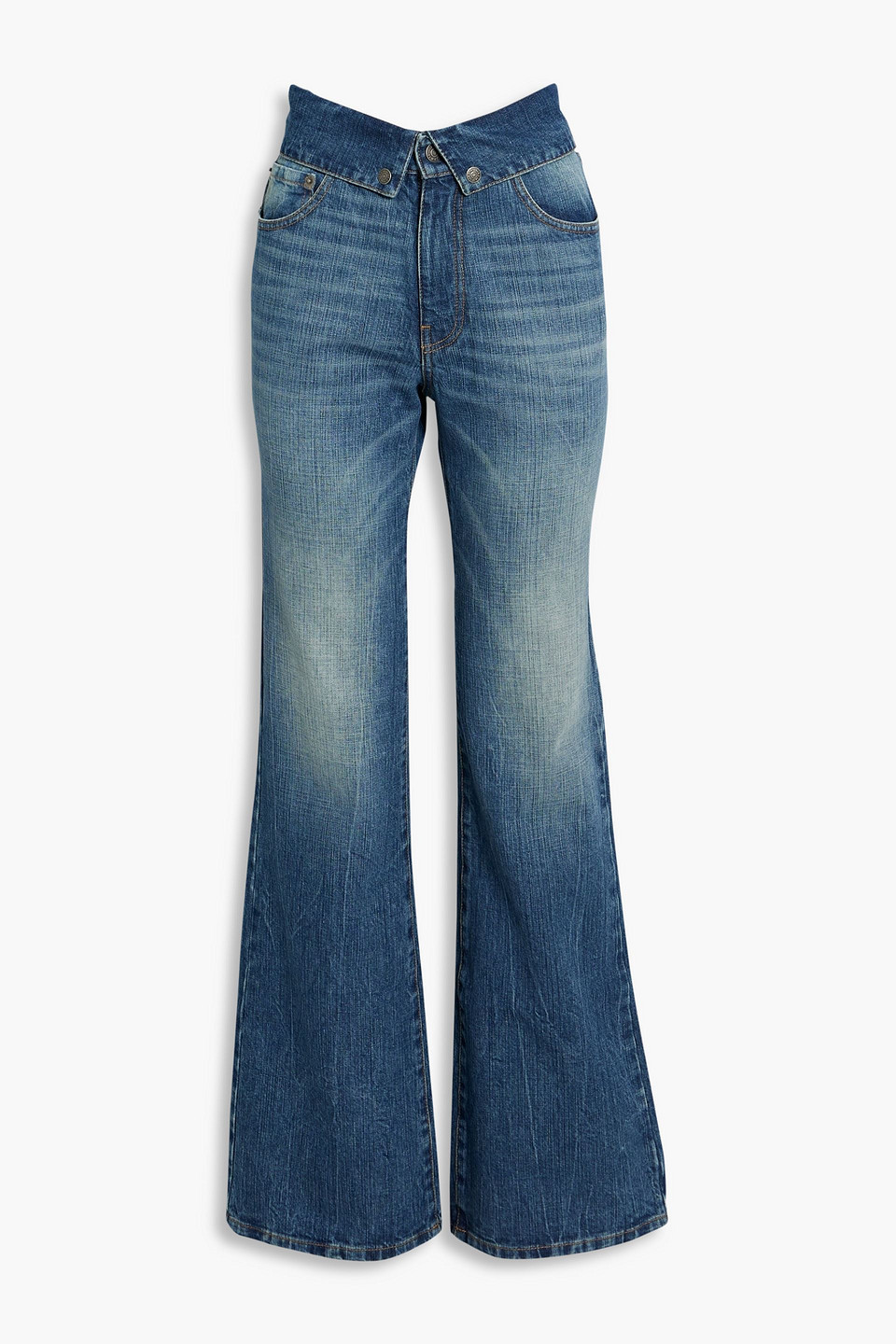 Ser.o.ya Valerie Faded High-rise Flared Jeans In Mid Denim