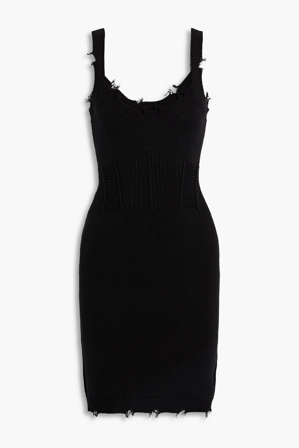 black retro cocktail dress Black Distressed Long-Sleeve Knit Mini Dress – DIACO