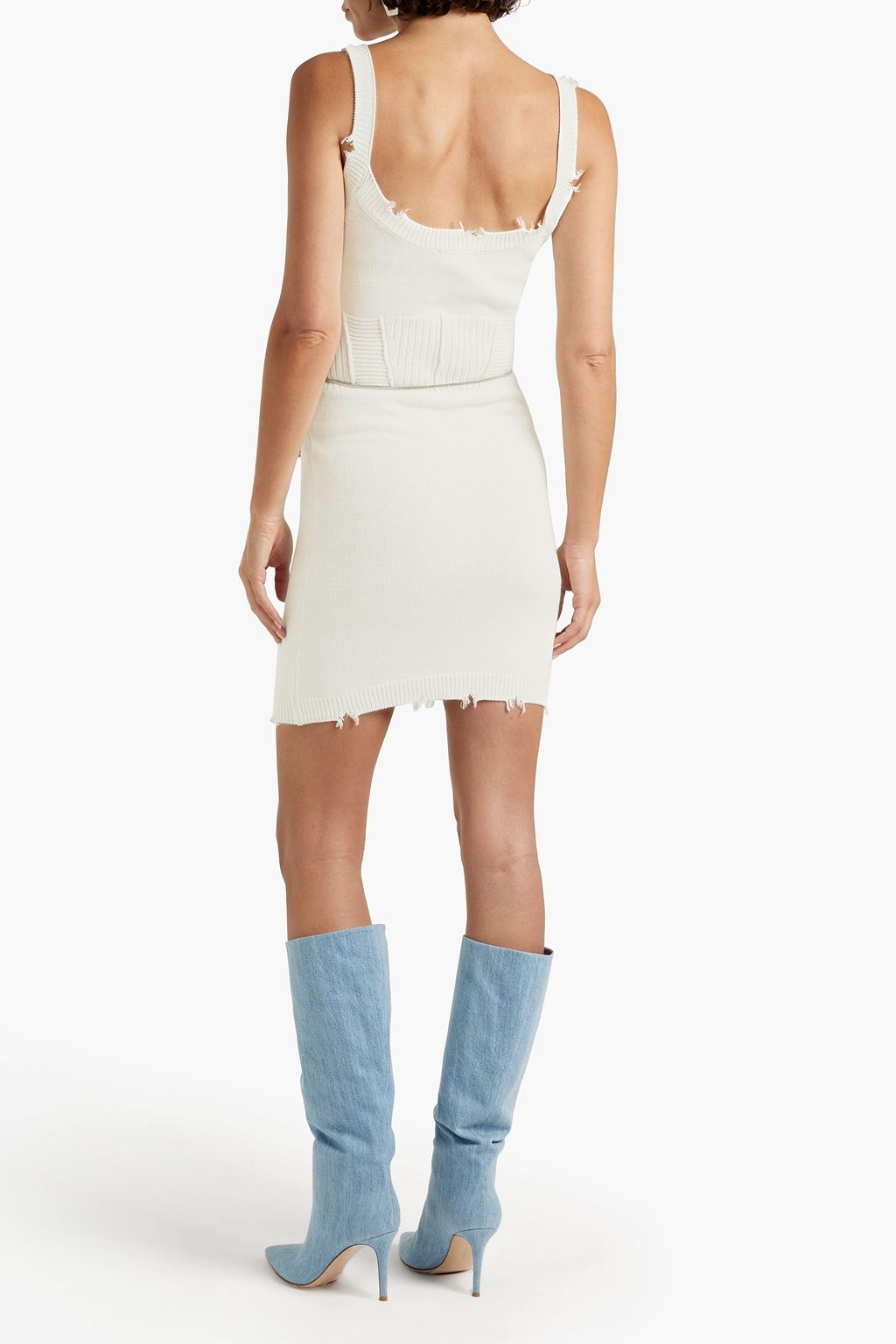 SER.O.YA Isla distressed ribbed cotton mini dress
