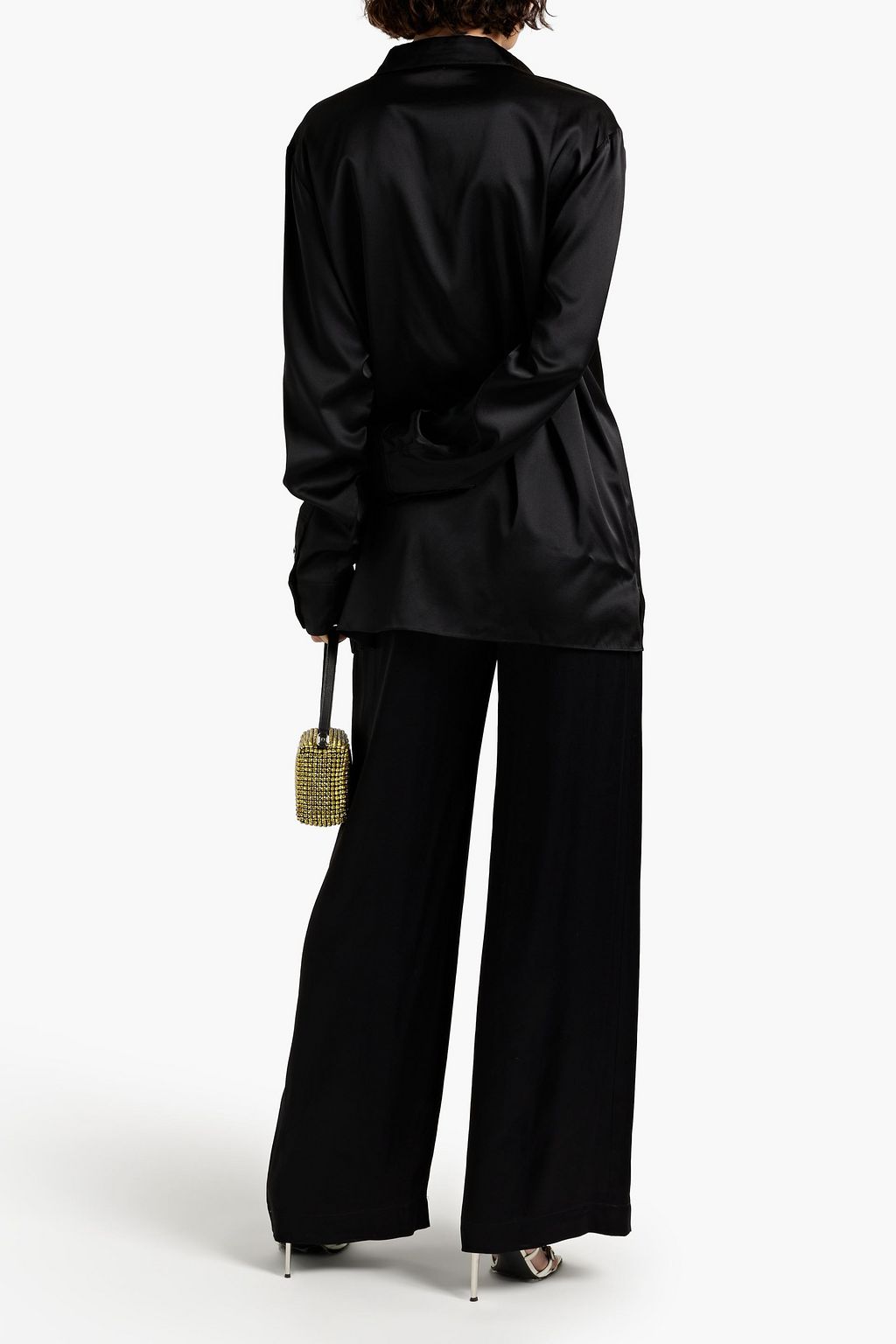 SER.O.YA Antoni oversized pintucked silk-blend satin shirt