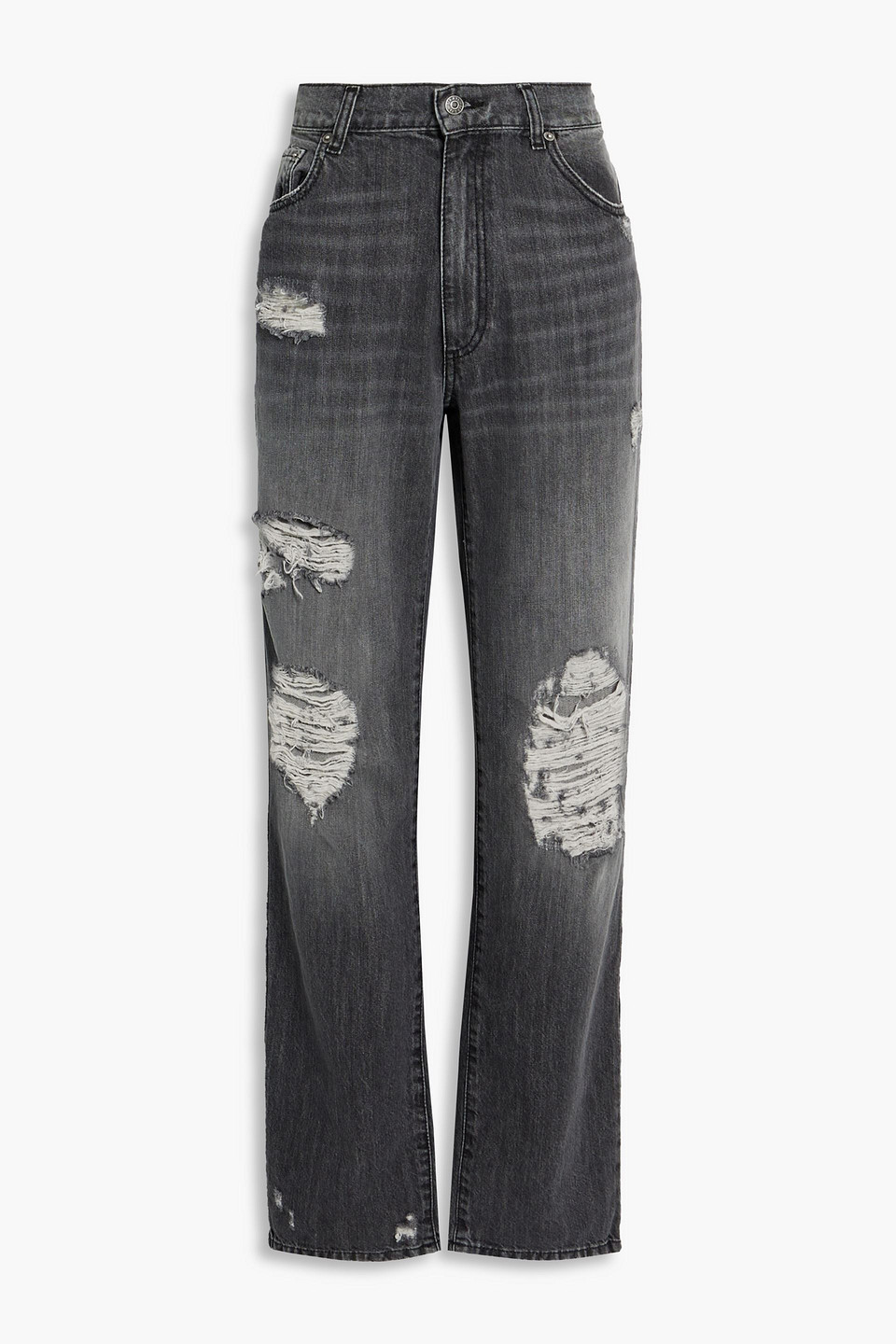 Ser.o.ya Maggie Distressed Mid-rise Straight-leg Jeans In Dark Gray