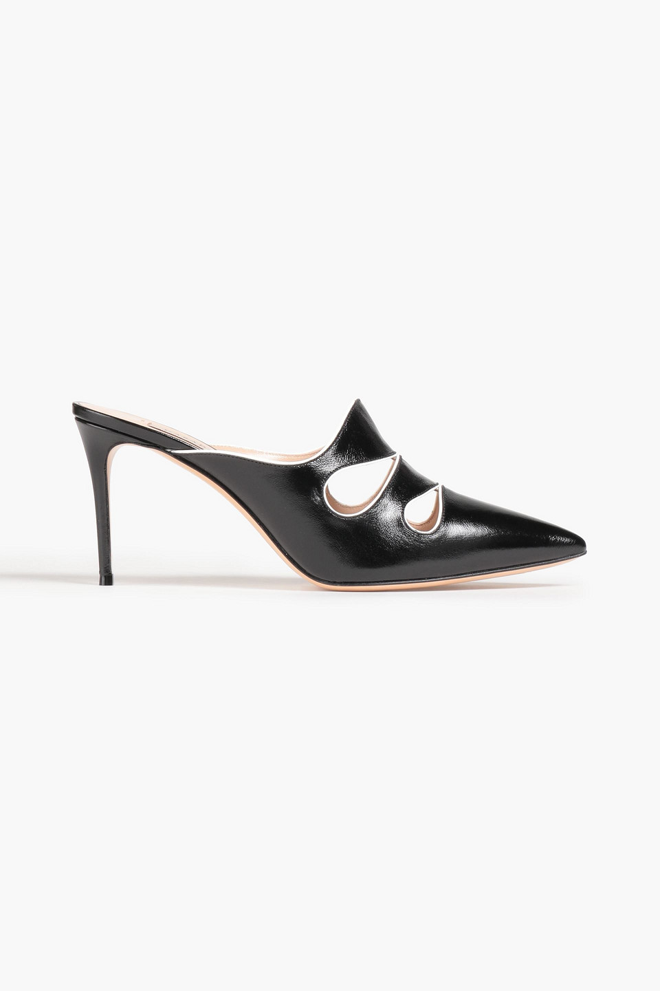 Casadei Cutout Leather Mules In Black