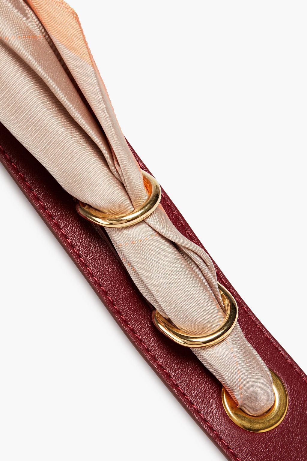 CHLOÉ Printed silk-twill and leather bag strap