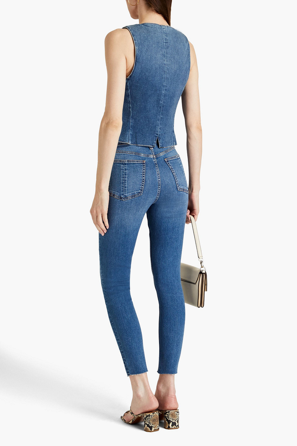 Shop Rag & Bone Nina Cropped High-rise Skinny Jeans In Mid Denim