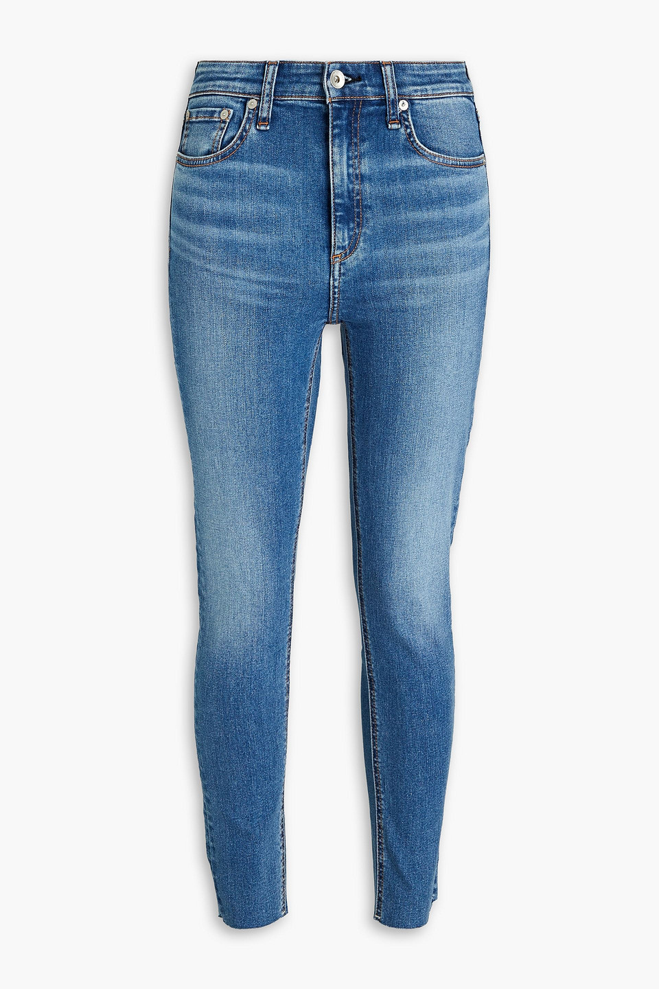 Rag & Bone Nina High-rise Cropped Skinny Jeans In Mid Denim