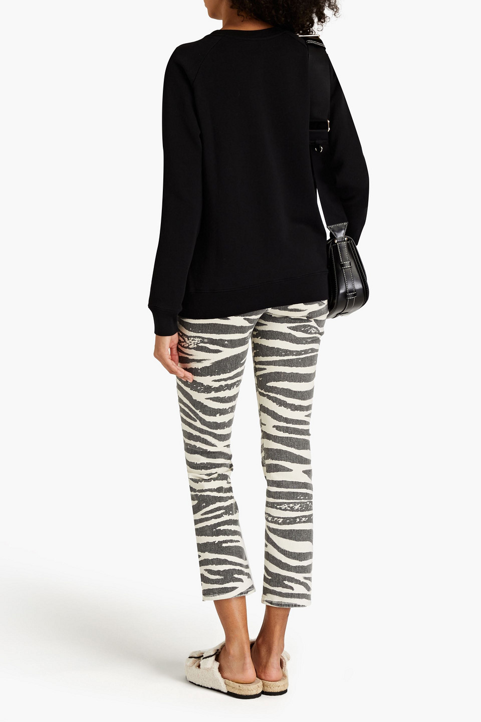  Bella Freud - Sweatshirt Aus Baumwollfrottee Mit Applikationen - Schwarz - Xs 