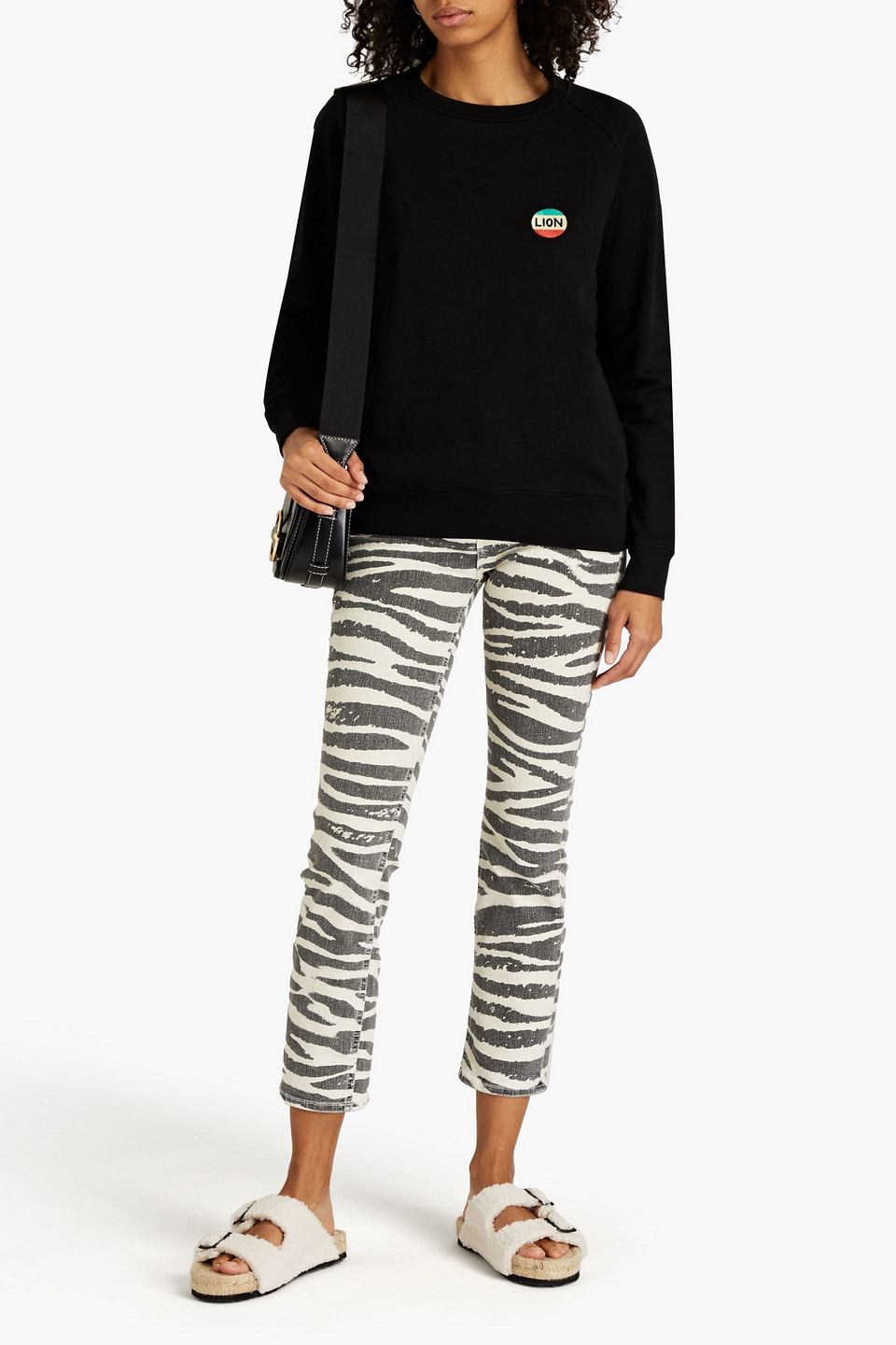  Bella Freud - Sweatshirt Aus Baumwollfrottee Mit Applikationen - Schwarz - Xs 