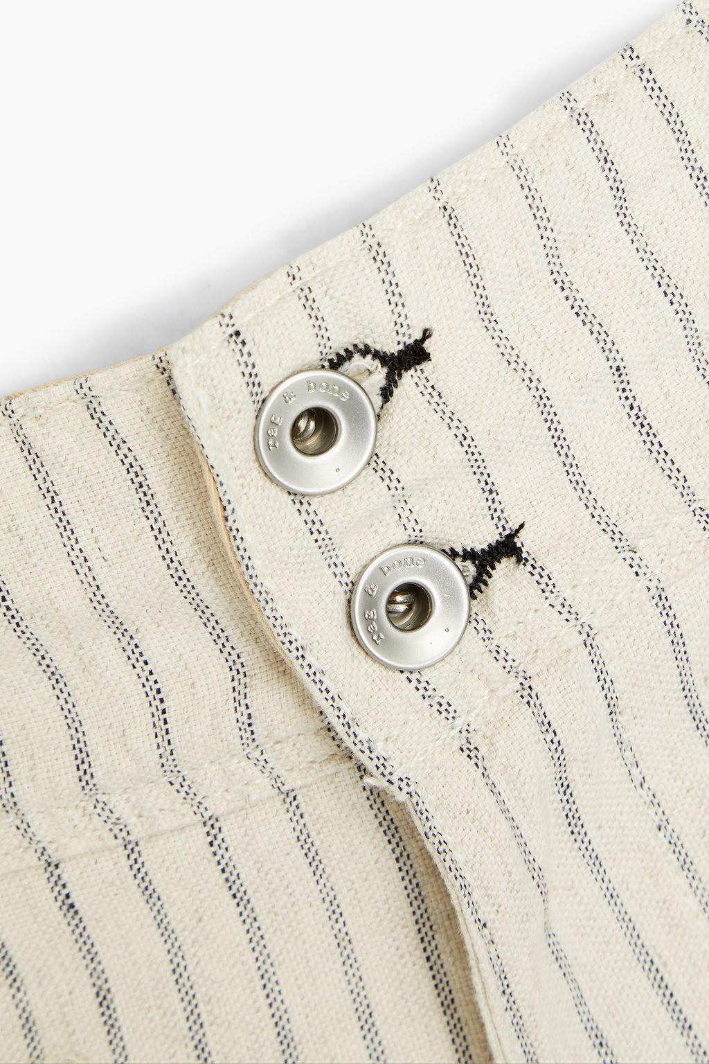 RAG & BONE بنطلون قصير بقصة أرجل مستقيمة من مزيج القنب والكتان والقطن المخطط