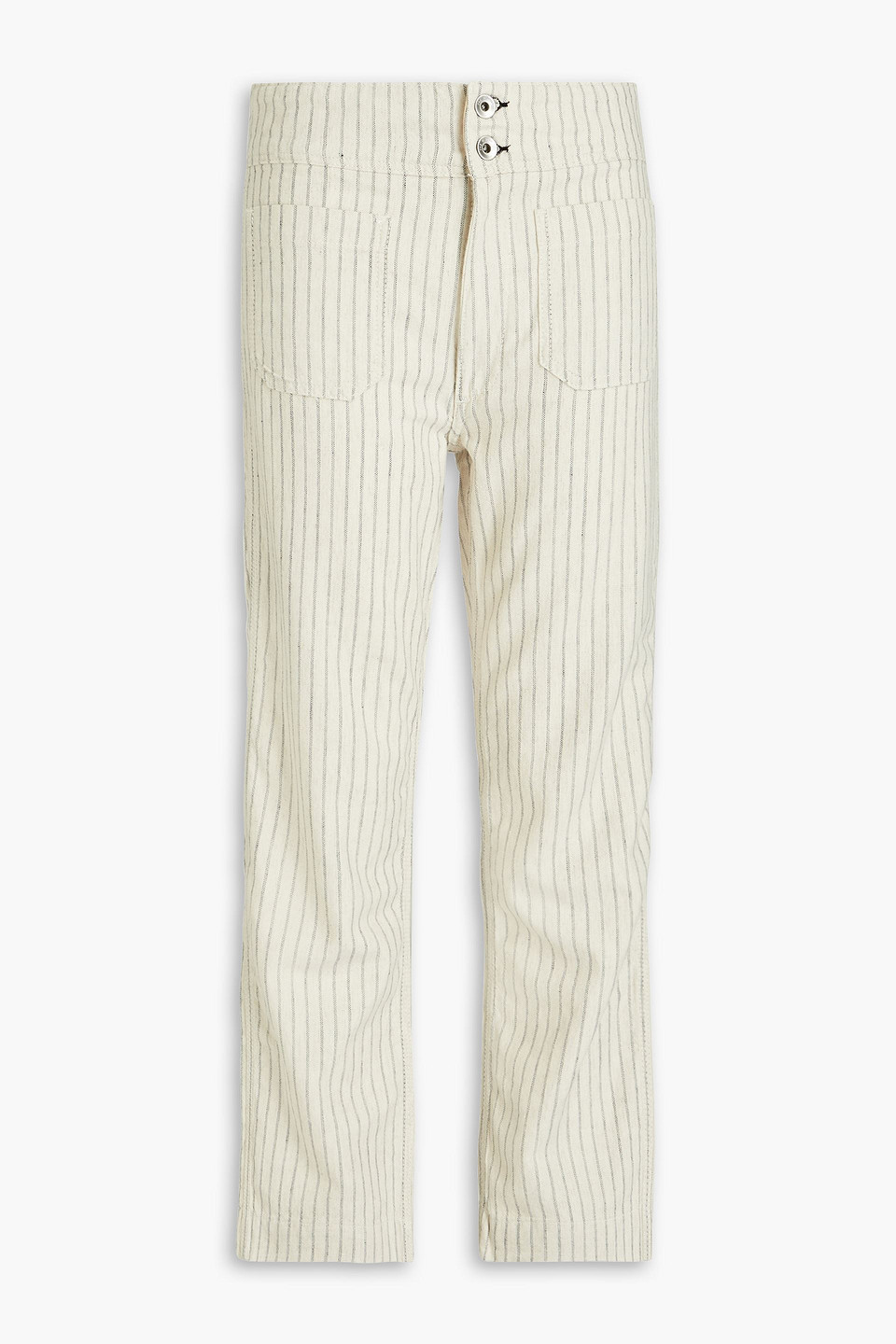 Rag & Bone Naval Natural Stripe Linen-blend Cropped Jean In White