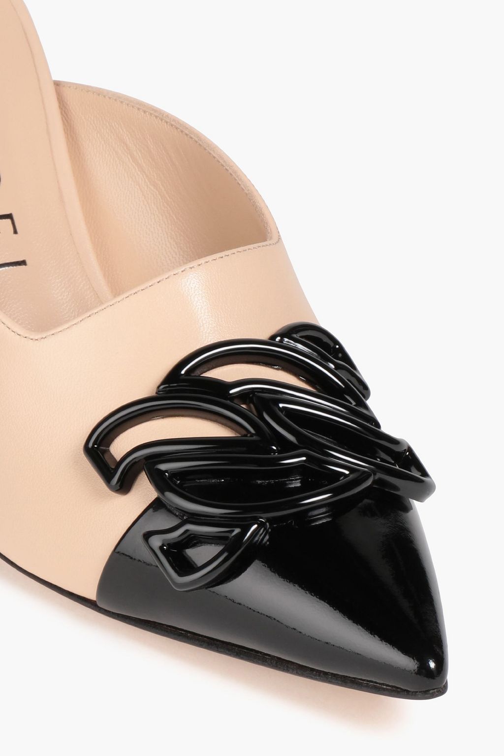 CASADEI Tiffany two-tone patent and pebbled-leather mules