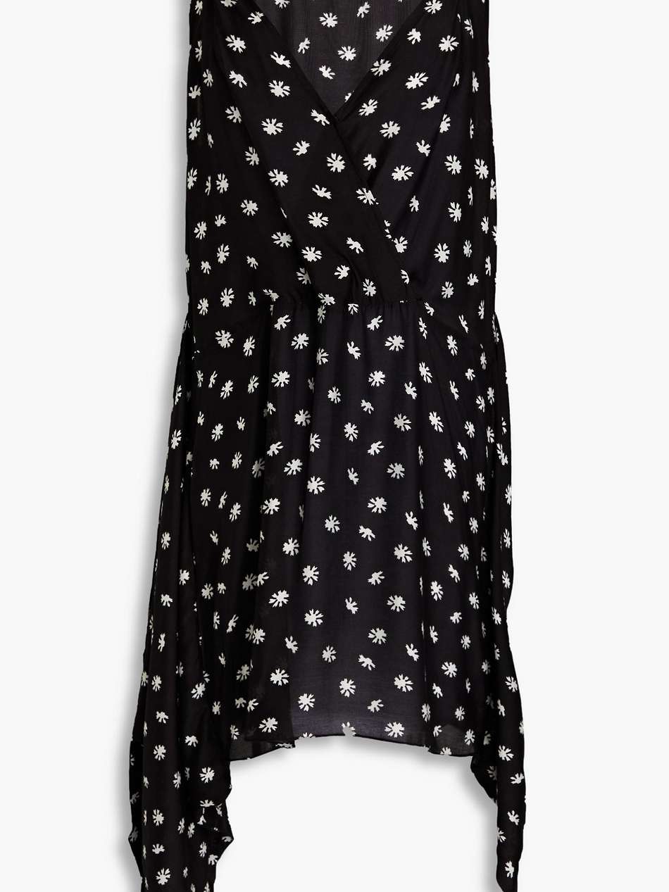 sally wrap-effect printed mousseline mini dress