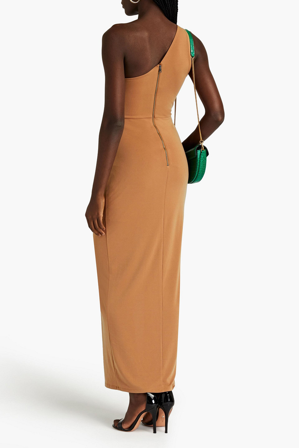  Alice Olivia - Ashby Maxikleid Aus Jersey Mit Twist-detail An Der Vorderseite Und Asymmetrischer Schulterpartie - Braun - Us 12 