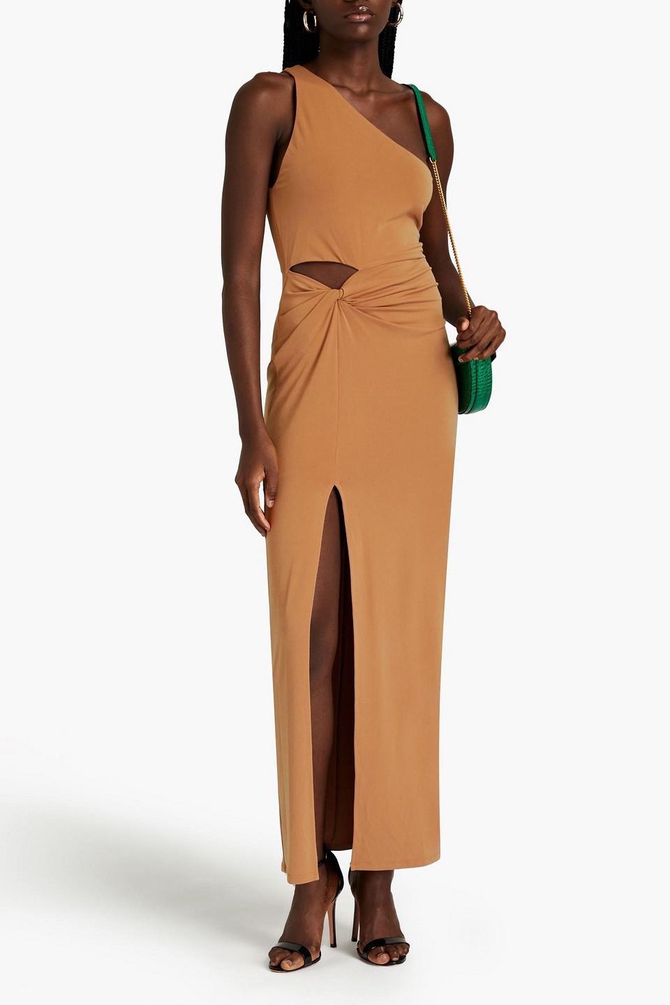  Alice Olivia - Ashby Maxikleid Aus Jersey Mit Twist-detail An Der Vorderseite Und Asymmetrischer Schulterpartie - Braun - Us 12 