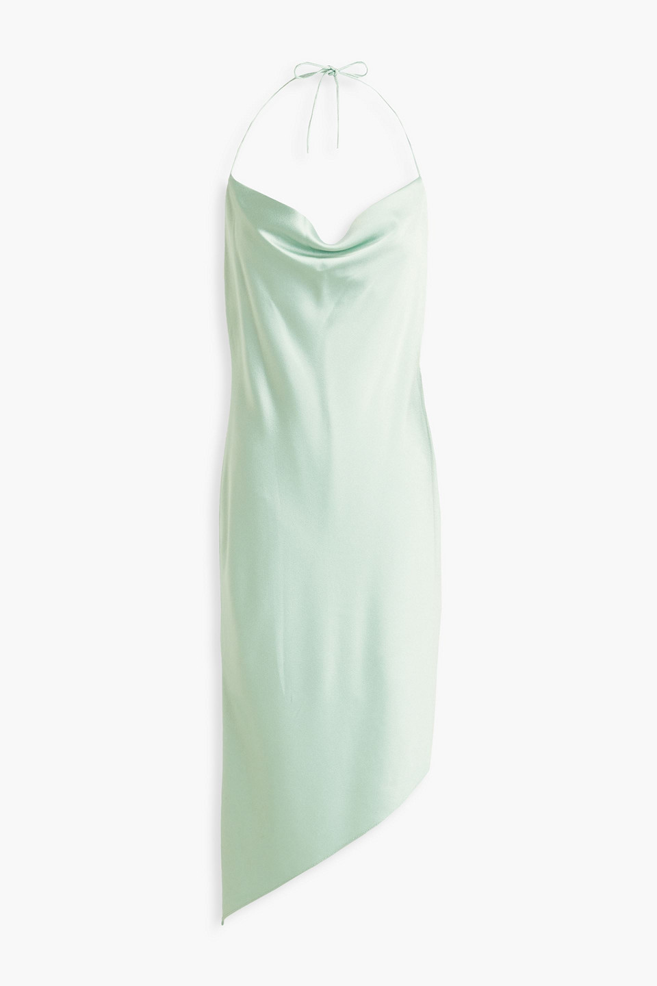 Alice + Olivia Harmony asymmetric satin-crepe halterneck mini dress